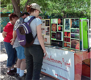 Students at the current information boards